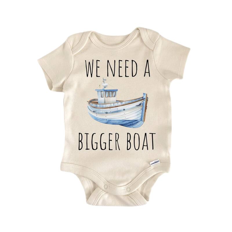 Bigger Boat Nautical - Baby Boy Girl Clothes Infant Bodysuit Funny Cute Newborn - White - 0-3M