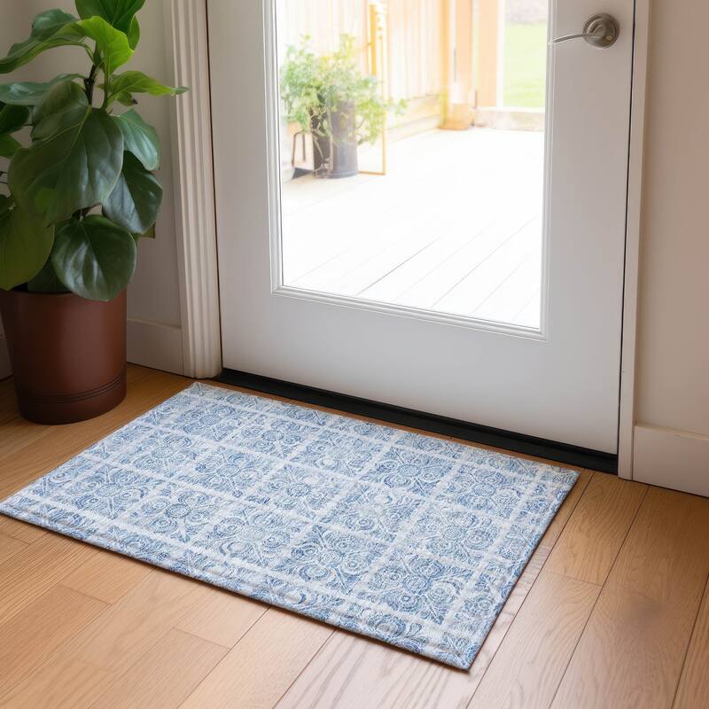 Machine Washable Indoor/ Outdoor Chantille Mosaic Rug