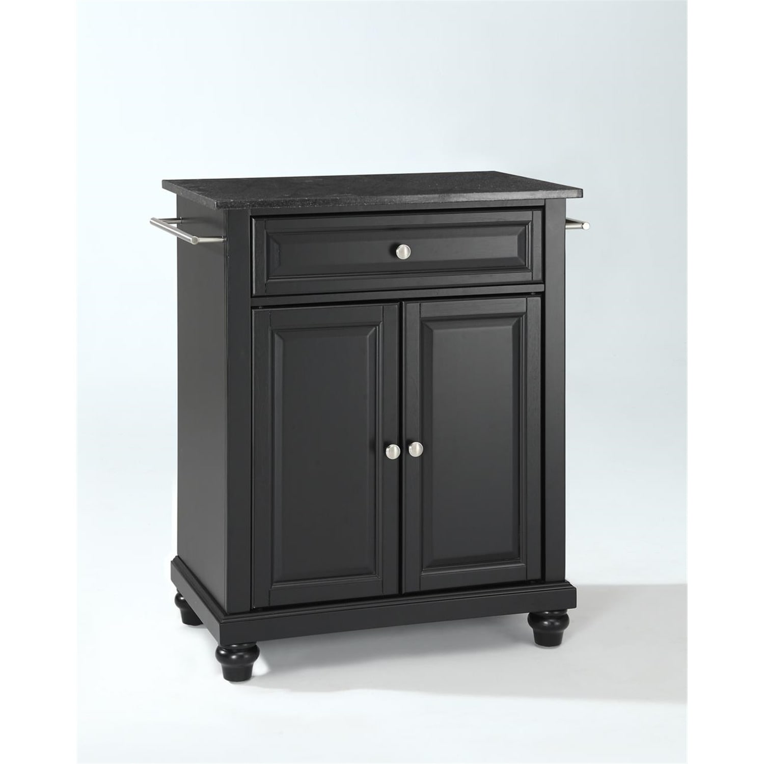 Kitchen Island with Granite Top, Portable Kitchen Cart, Modern Storage Island, Kitchen Furniture, Black