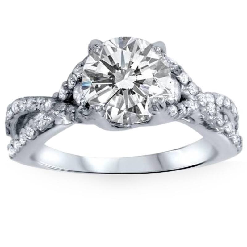 VS 2 1/2ct Moissanite & Diamond Infinity Engagement Ring in White Gold