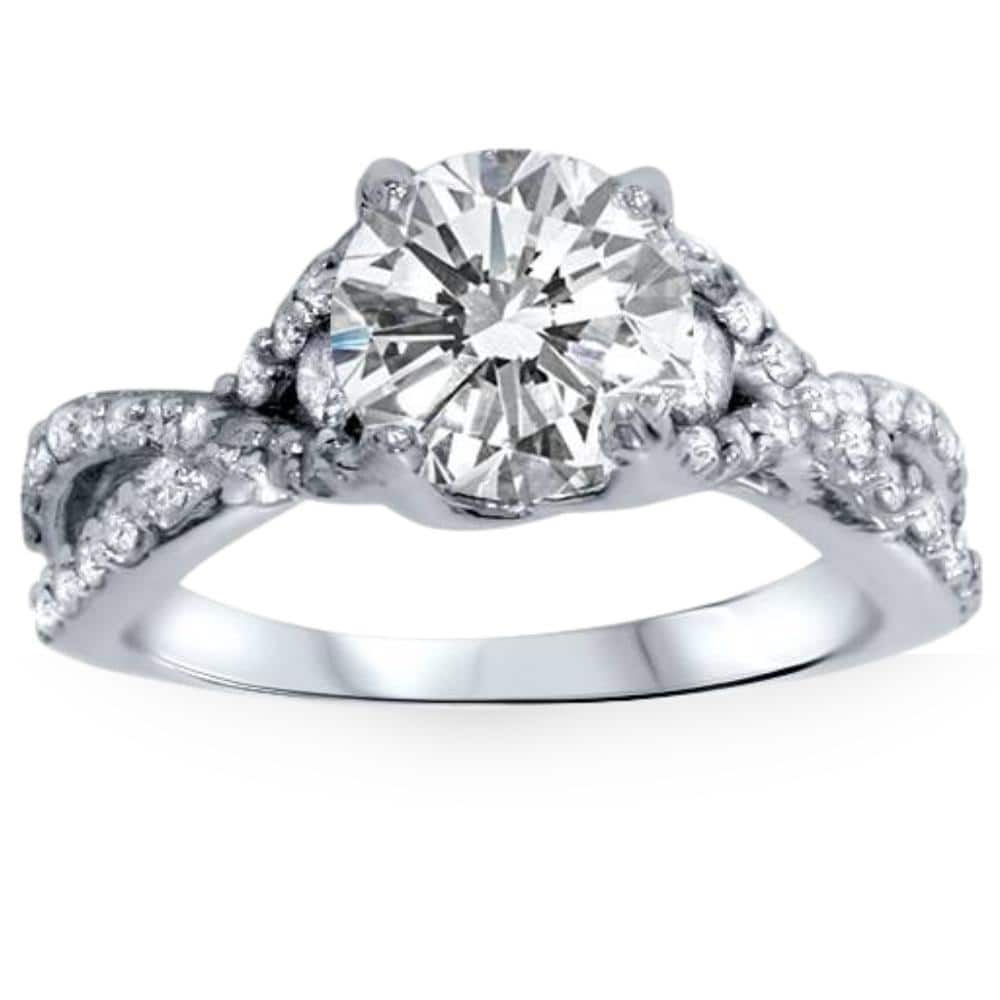 VS 2 1/2ct Moissanite & Diamond Infinity Engagement Ring in White Gold