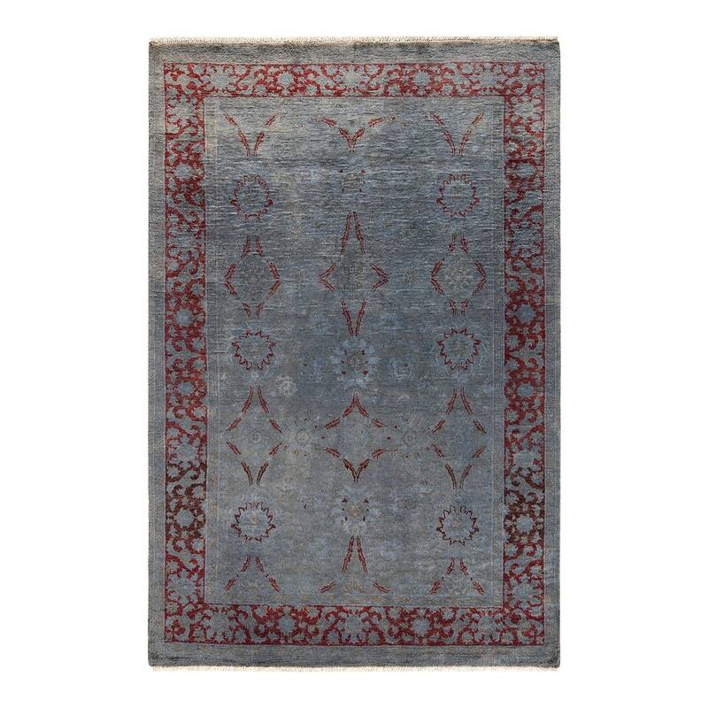 Vibrance, One-of-a-Kind Hand-Knotted Area Rug - Gray, 4' 1" x 6' 1" - 4' 1" x 6' 1"