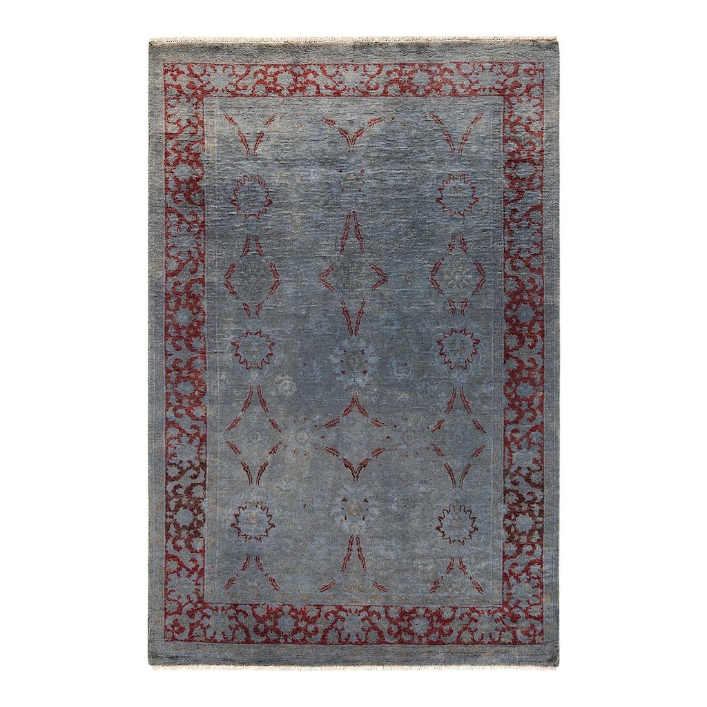 Vibrance, One-of-a-Kind Hand-Knotted Area Rug - Gray, 4' 1" x 6' 1" - 4' 1" x 6' 1"