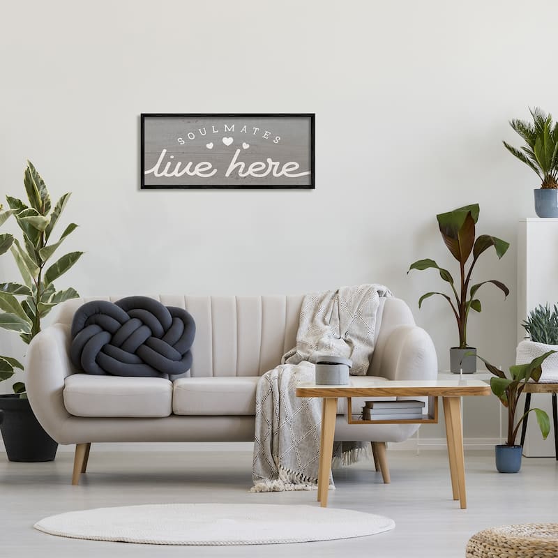 Stupell Soulmates Live Here Phrase Romantic Inspiration Heart Trio Framed Wall Art