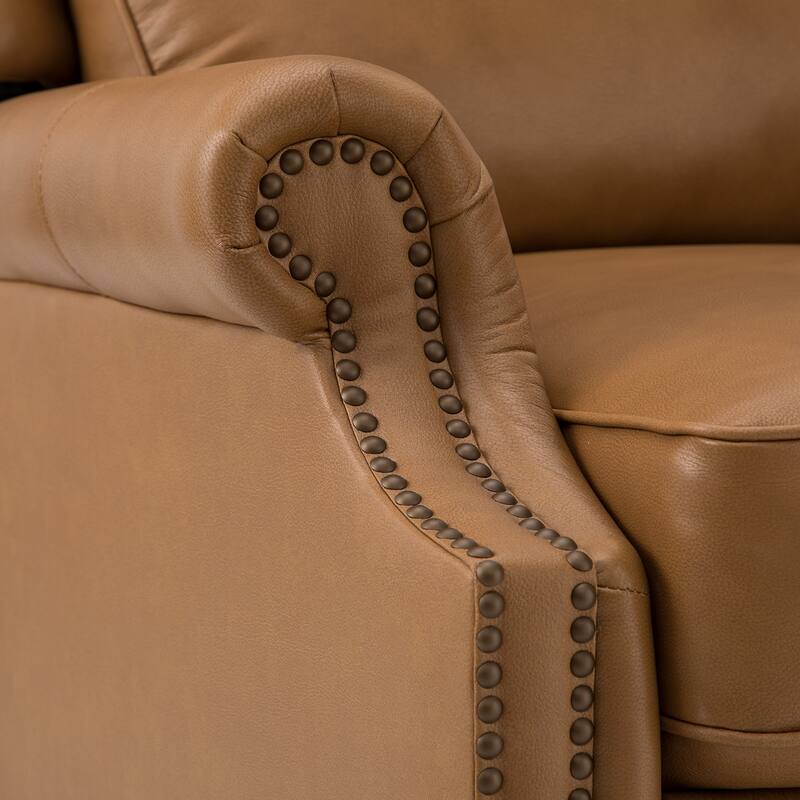Noemon Genuine Leather Recliner with Nailhead Trims by HULALA HOME (Set of 2)