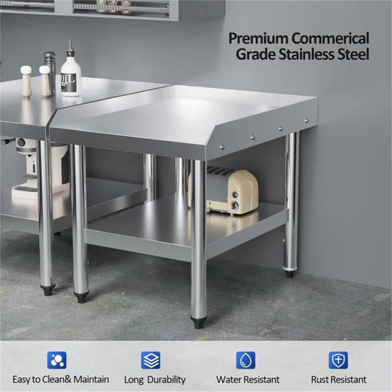 Silver Stainless Steel Kitchen Prep Table with shelf - N/A