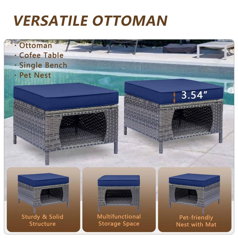 High Back Gray Wicker Outdoor Patio Furniture Sofa Seating Set with Cushions