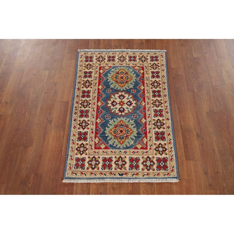 Blue Kazak Oriental Foyer Rug Hand-Knotted Accent Wool Carpet - 2'0" x 3'0"