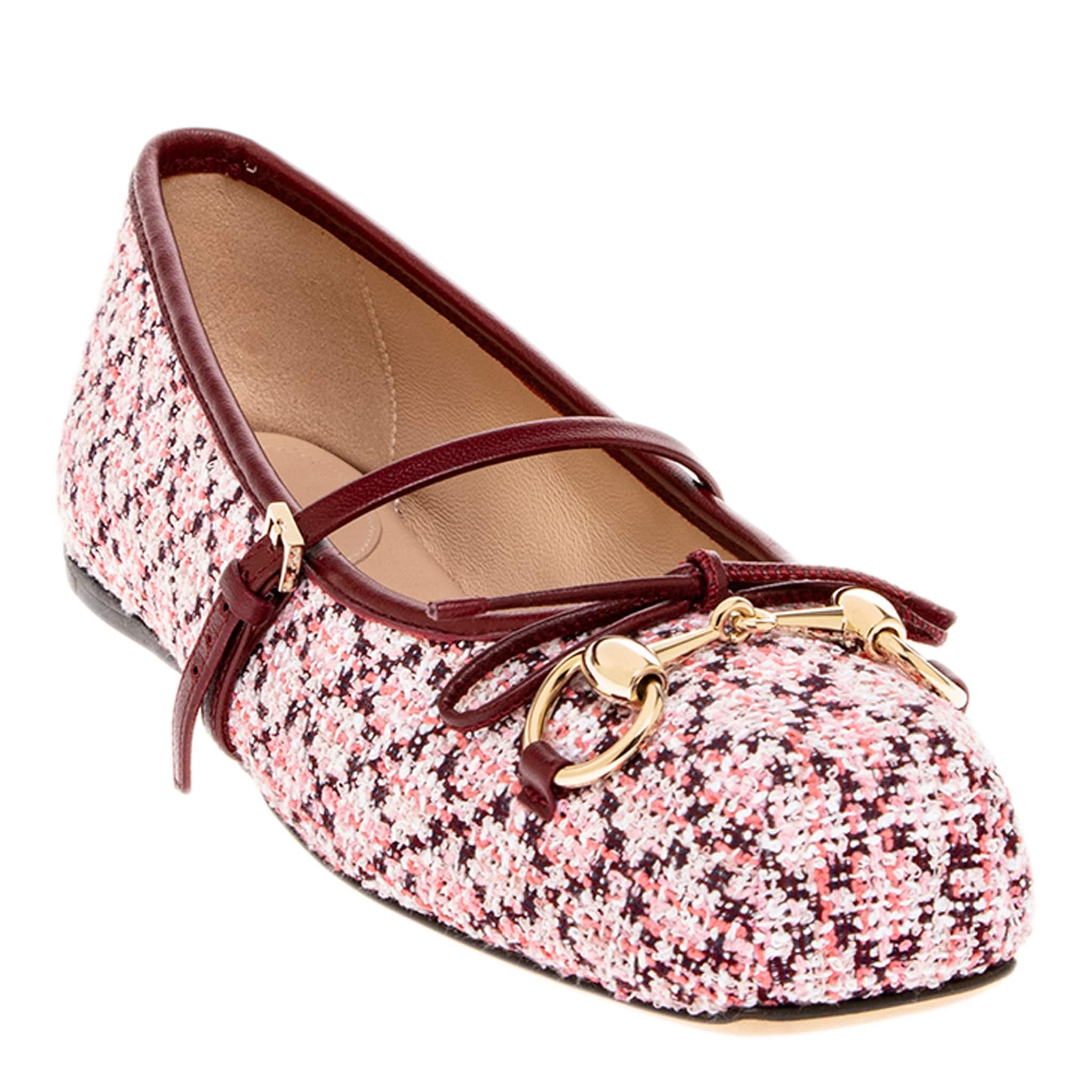 Gucci Tweed Horsebit Ballet Flats