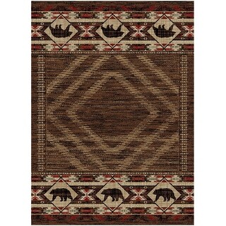 American Destination Hartland Brown Rustic Lodge Area Rug - Bed Bath ...