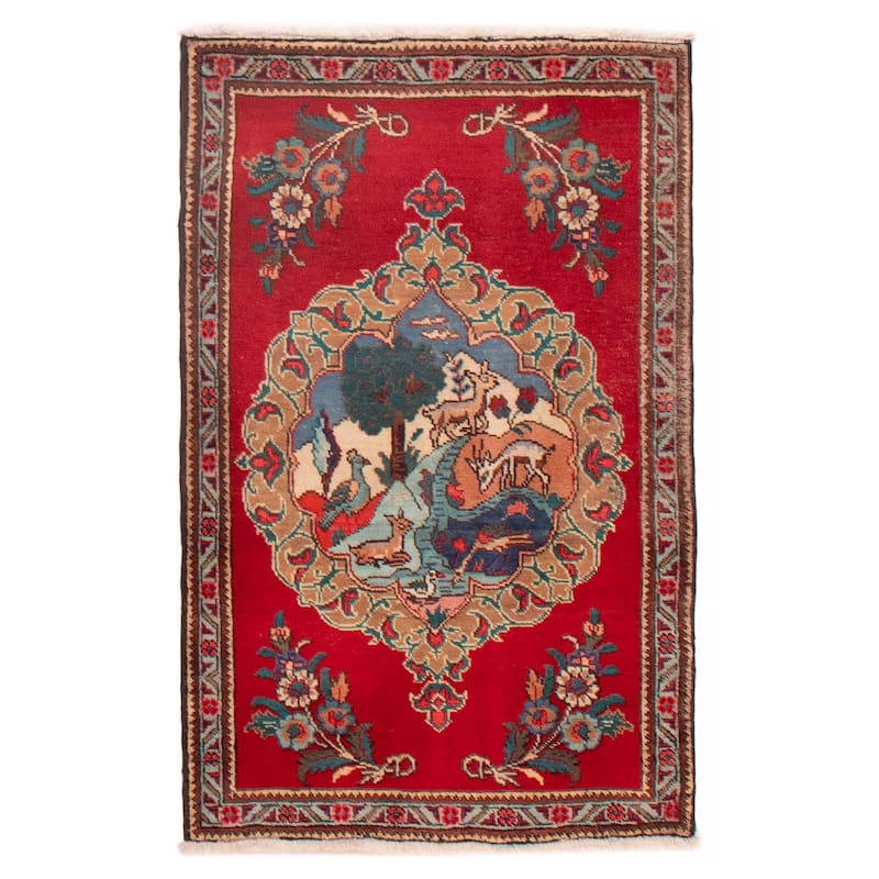 ECARPETGALLERY Hand-knotted Kayseri Red Wool Rug - 2'10 x 4'7 - Red - 2'10 x 4'7