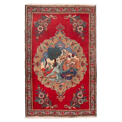ECARPETGALLERY Hand-knotted Kayseri Red Wool Rug - 2'10 x 4'7