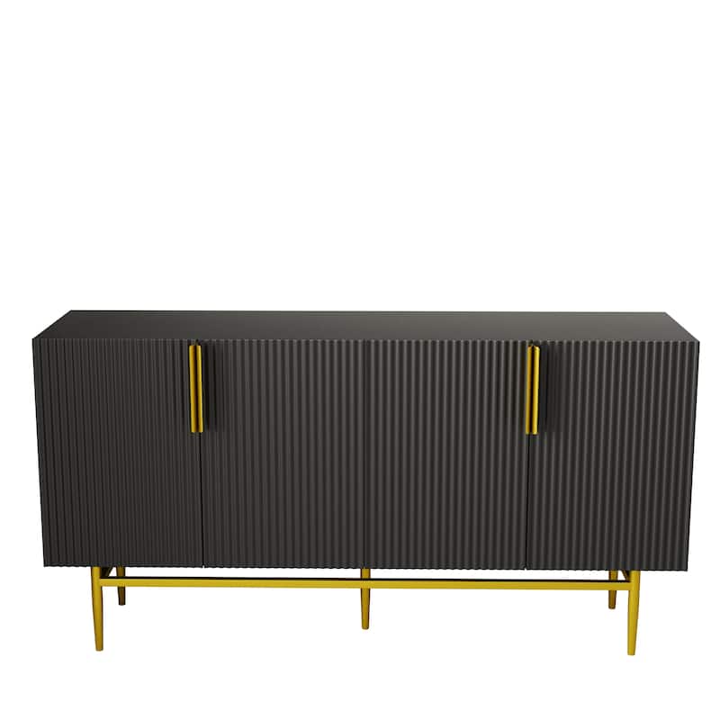 4-door Sideboard Gold Metal Handle Buffet Cabinet