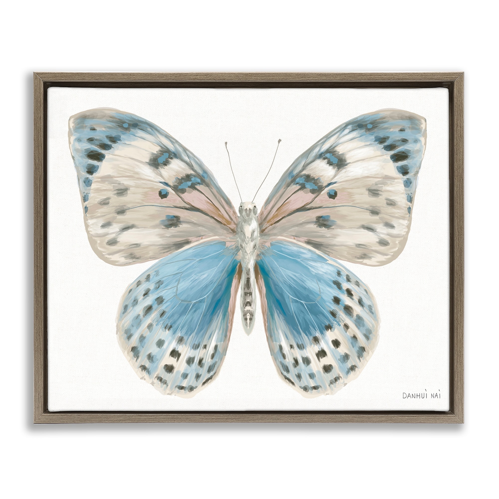Stupell Blue & White Butterfly Framed Floater Canvas Wall Art Design By Danhui Nai