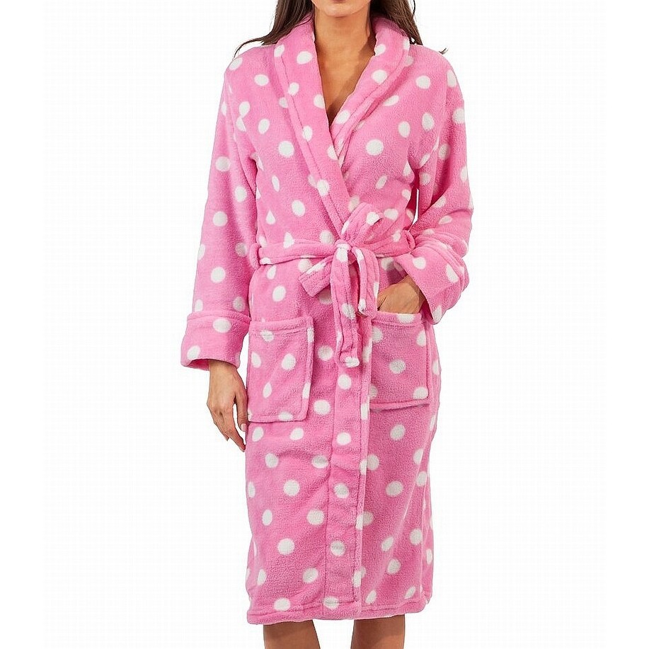 Shop Casual Nights Pink Womens Size Xl Polka Dot Fleece Robes