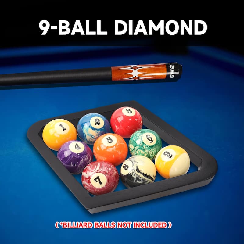 GSE™ Heavy-Duty Black Solid Wood Billiard 8-Ball Triangle/9-Ball Diamond Pool Ball Racks for 2-1/4" Pool Balls