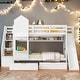 preview thumbnail 1 of 7, Elegant Twin over Twin Bunk Bed With 2 Drawers,3 Shelves and Slide,Sturdy Frame,Kids Bedroom Sets