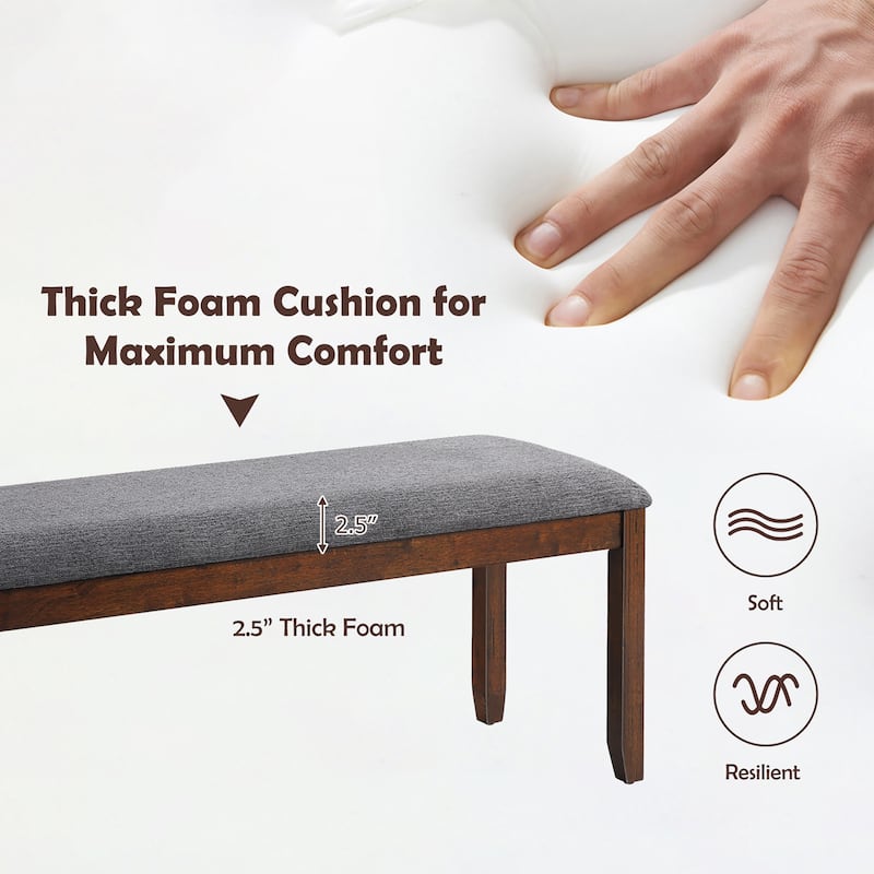 Costway Set of 2 Dining Bench Rubber Wood Upholstered Padded Bedroom - See details