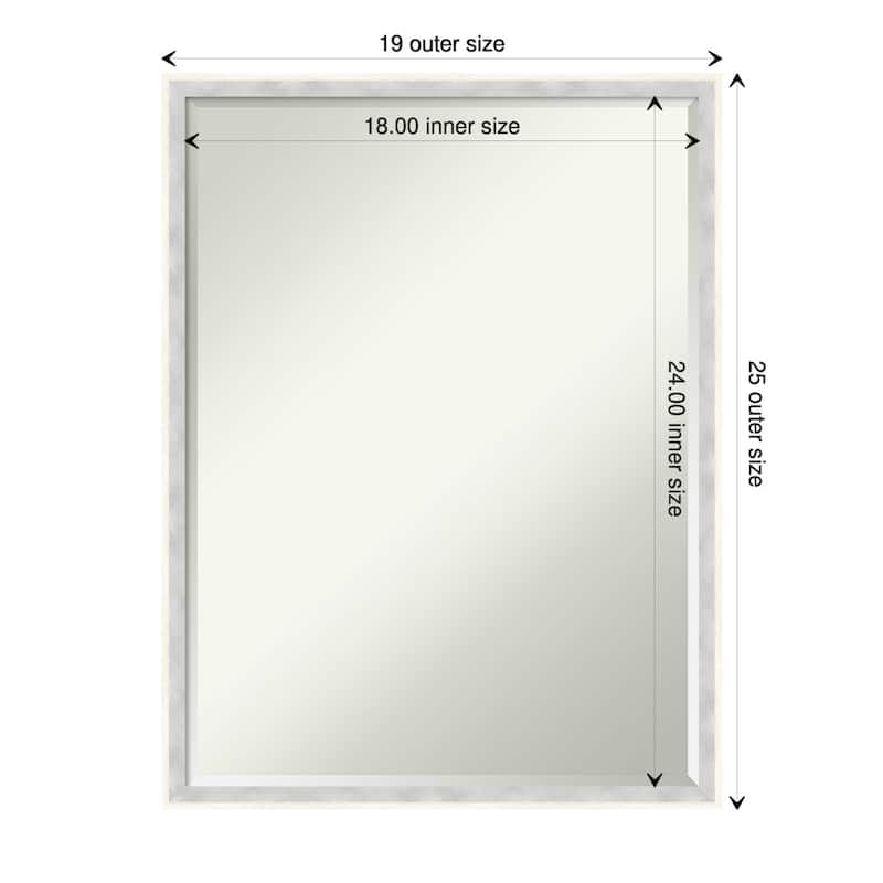 Paige Half-Inch-Bevel Wood Framed Wall Mirror - Glass Size 18x24 - Paige White Silver