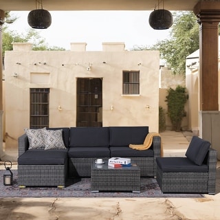 6-piece Outdoor Wicker Sectional Sofa Set