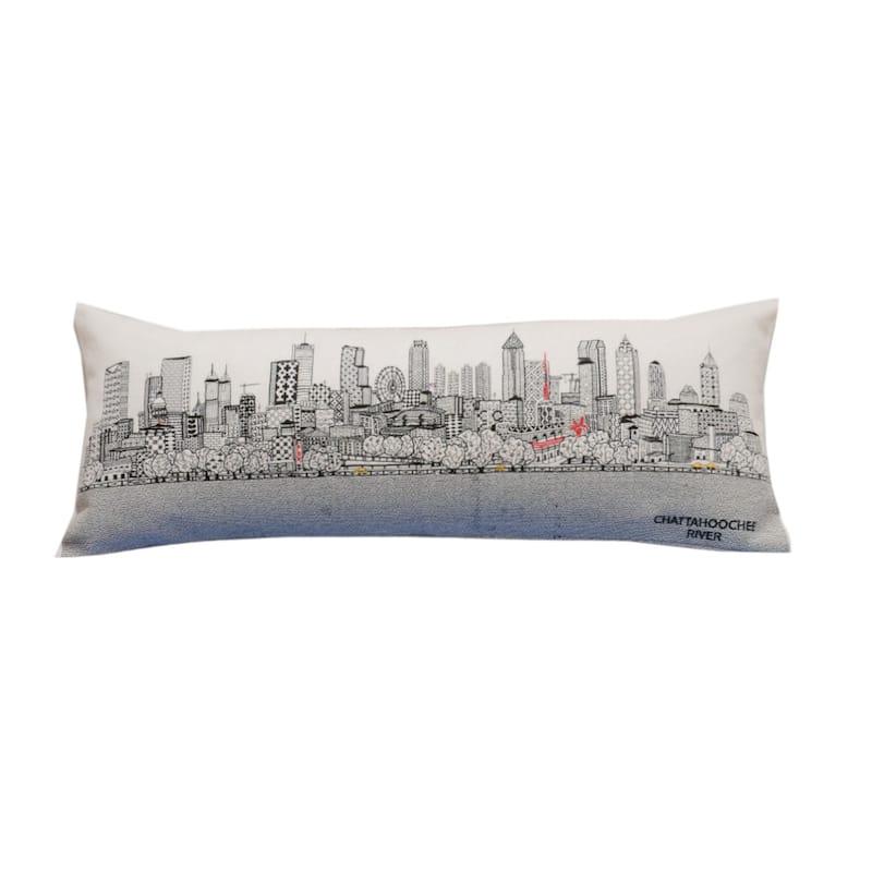 HomeRoots 35" White Atlanta Daylight Skyline Lumbar Decorative Pillow