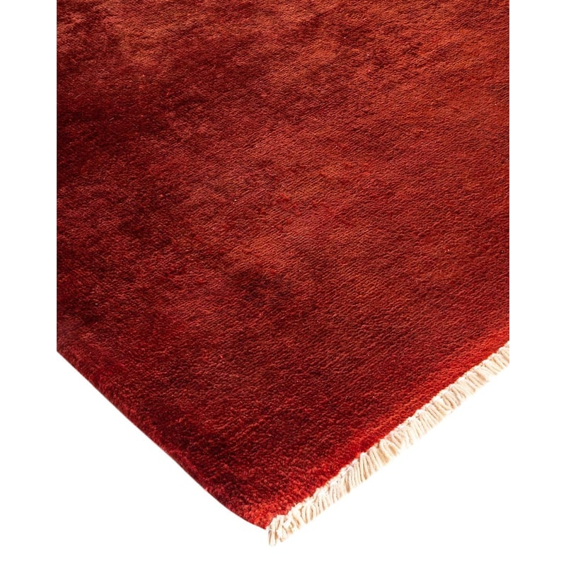 Overton Hand Knotted Wool Vintage Inspired Modern Contemporary Overdyed Orange Area Rug - 9' 1" x 11' 7"
