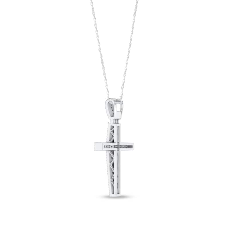 1/10ct TDW Diamond Cross Pendant Necklace in Silver for Women - White
