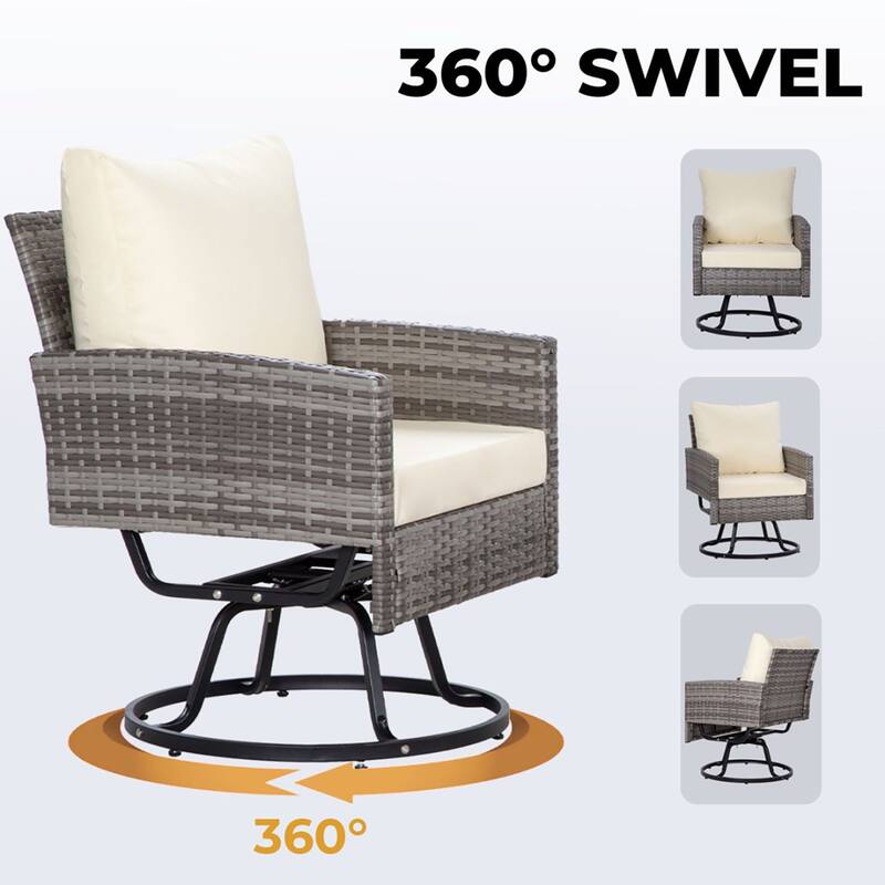 4 PCS Swivel Patio Conversation Set With Square Fire Table