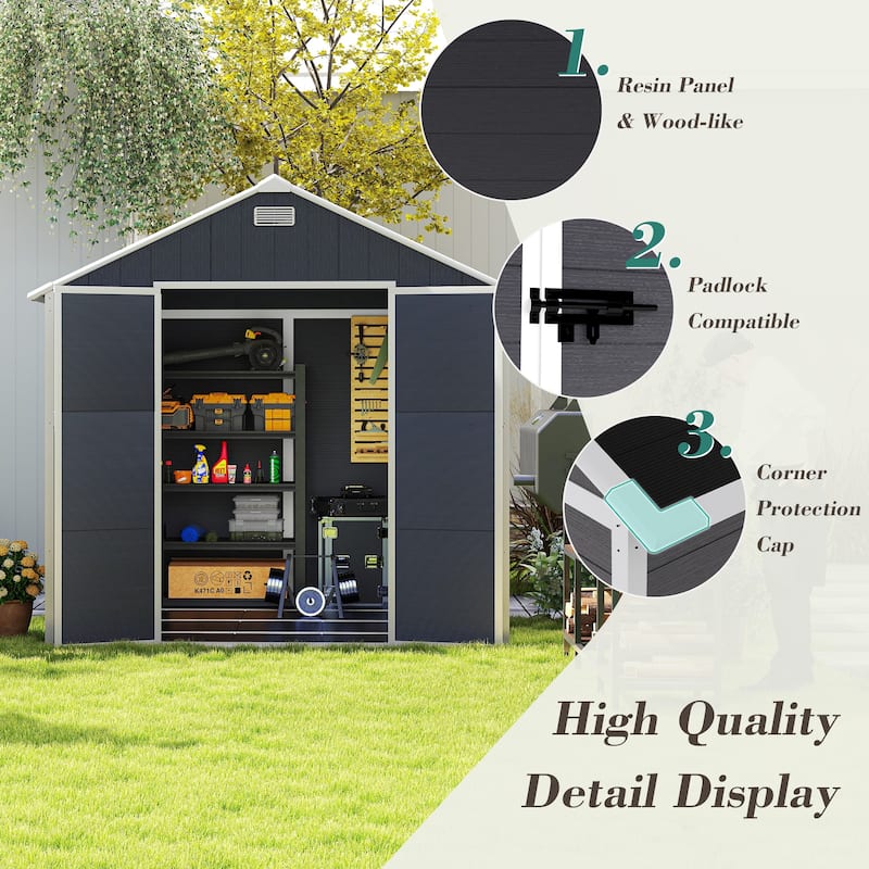 Outdoor Resin Storage Shed, High-Quality PP Material Shed