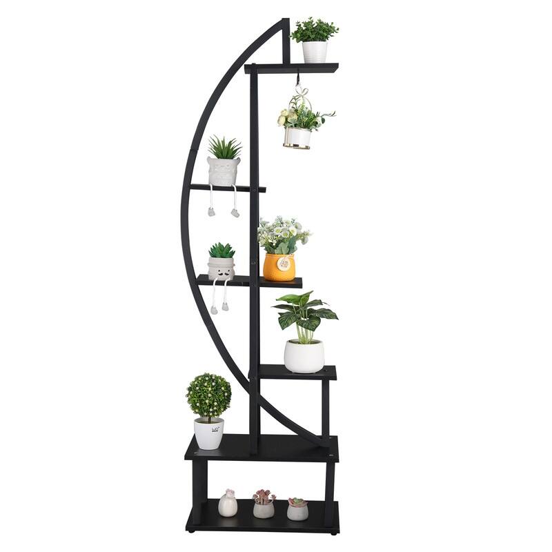 6th Floor Half Moon Ironwood Plant Stand Flower Pot Stand