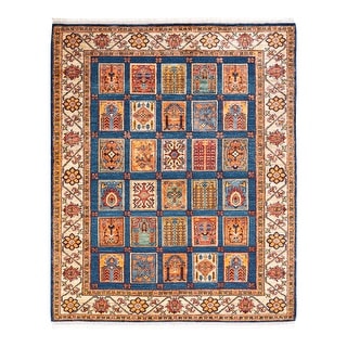 Tribal, One-of-a-Kind Hand-Knotted Area Rug - Orange, 5' 5" x 6' 6" - 5 X 7