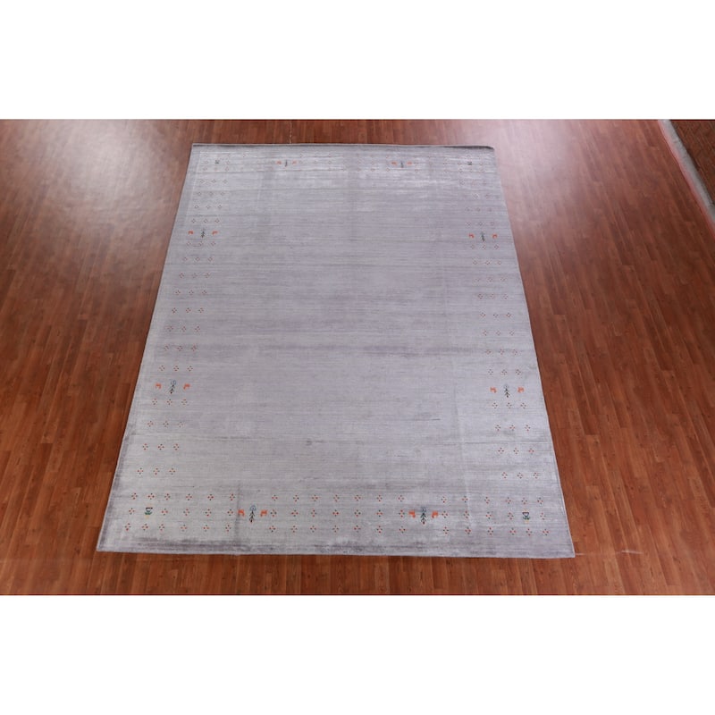 Hand Knotted Oriental 100% Wool Carpet Tribal Tribal Purples Gabbeh Area Rug - 12' 4'' X 9' 2''