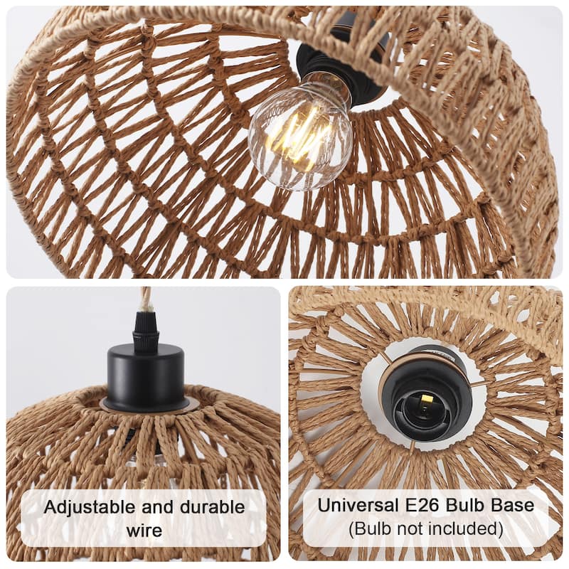 1-Light 11.81"W Rattan Pendant Lights for Kitchen Island Living Room