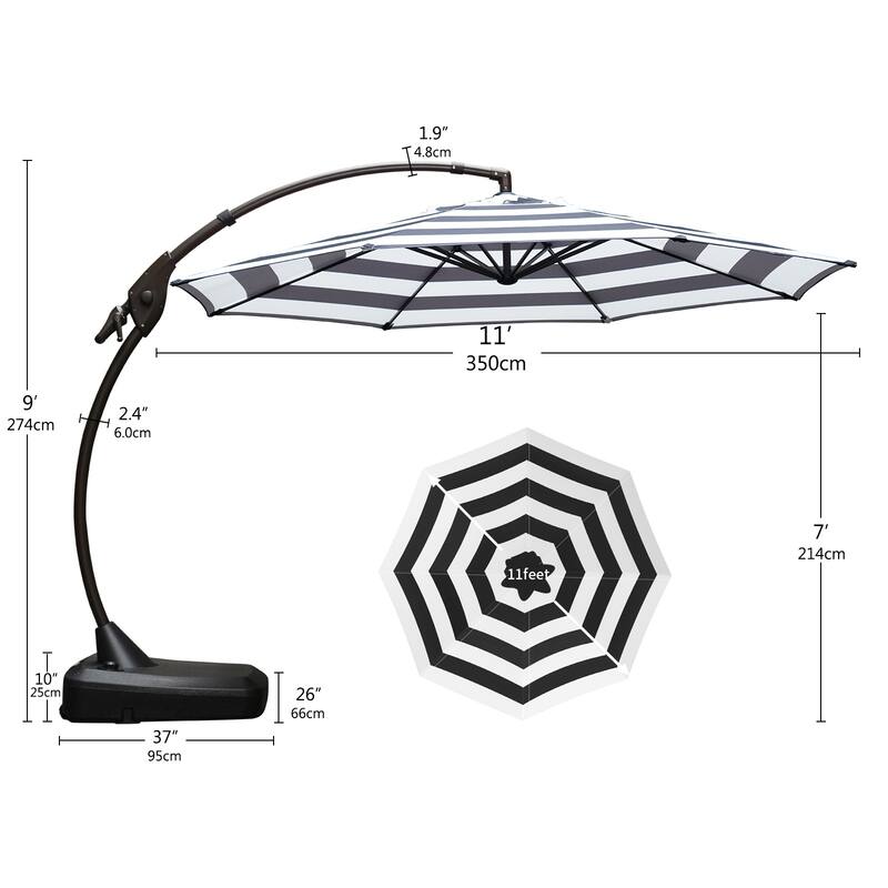 Cantilever Outdoor Umbrella with Base , Aluminum Offset Umbrella