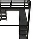 preview thumbnail 7 of 10, Industrial Modern Full Metal Loft Bed with Desk and Shelves, Loft Bed with Ladder and Guardrails, Black with Black Desk