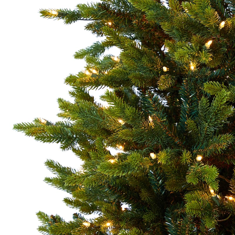 7ft Artificial Christmas Tree with Lights - Holiday Decor, Realistic Fir Tree, Pre-Lit Christmas Tree - Green - 84