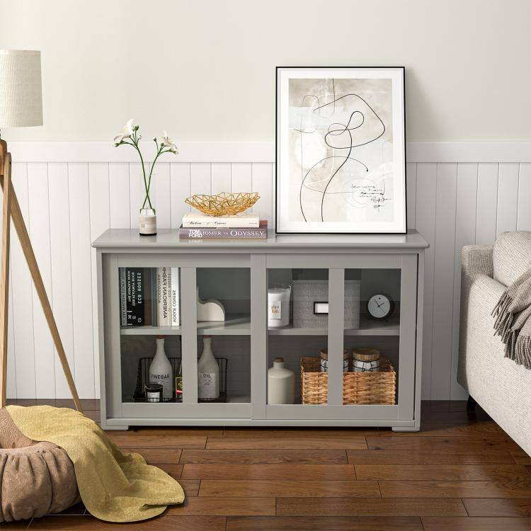 Sideboard Buffet Cupboard Storage Cabinet with Sliding Door - 42" x 13.0" x 24.5" (L x W x H)