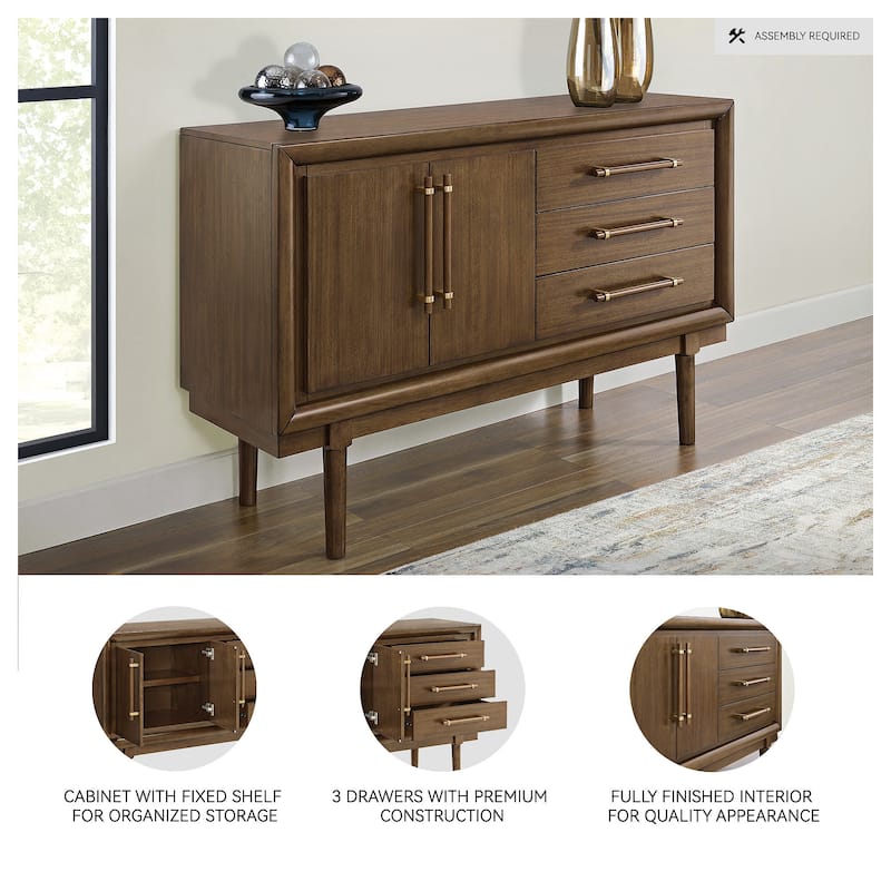 Signature Design by Ashley Lyncott Brown Dining Server - 56.13" W x 18" D x 36.25" H
