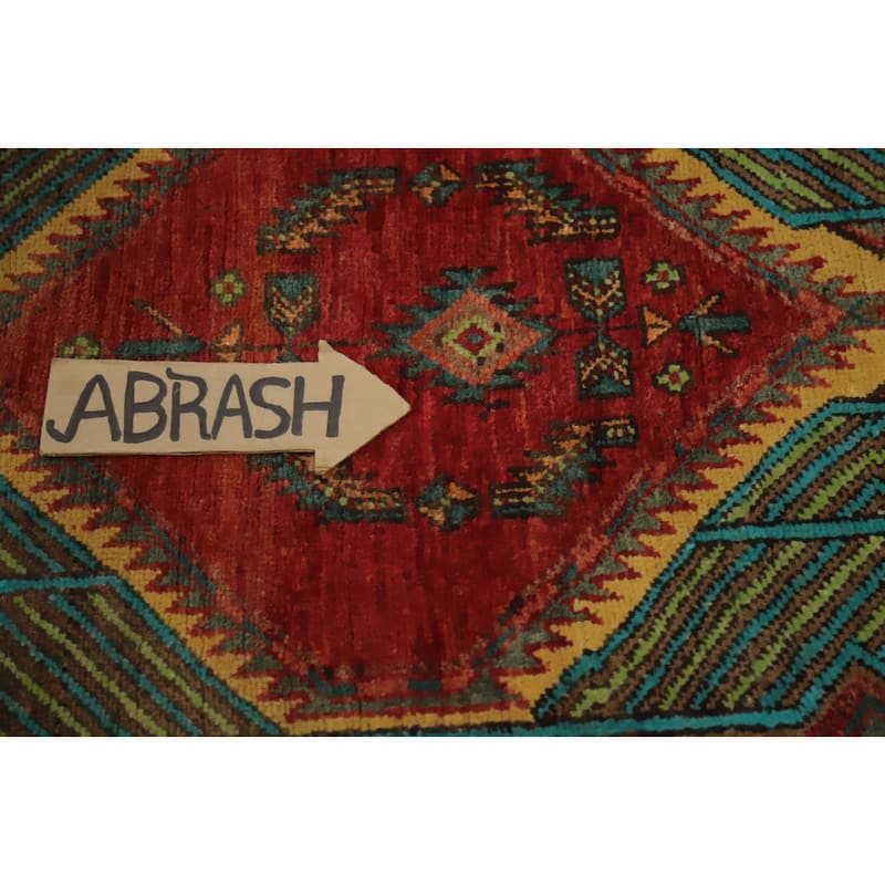 Hand Knotted Oriental 100% Wool Carpet Traditional Geometric Oranges & Rust Ardebil Runner Rug - 11' 4'' X 3' 2''
