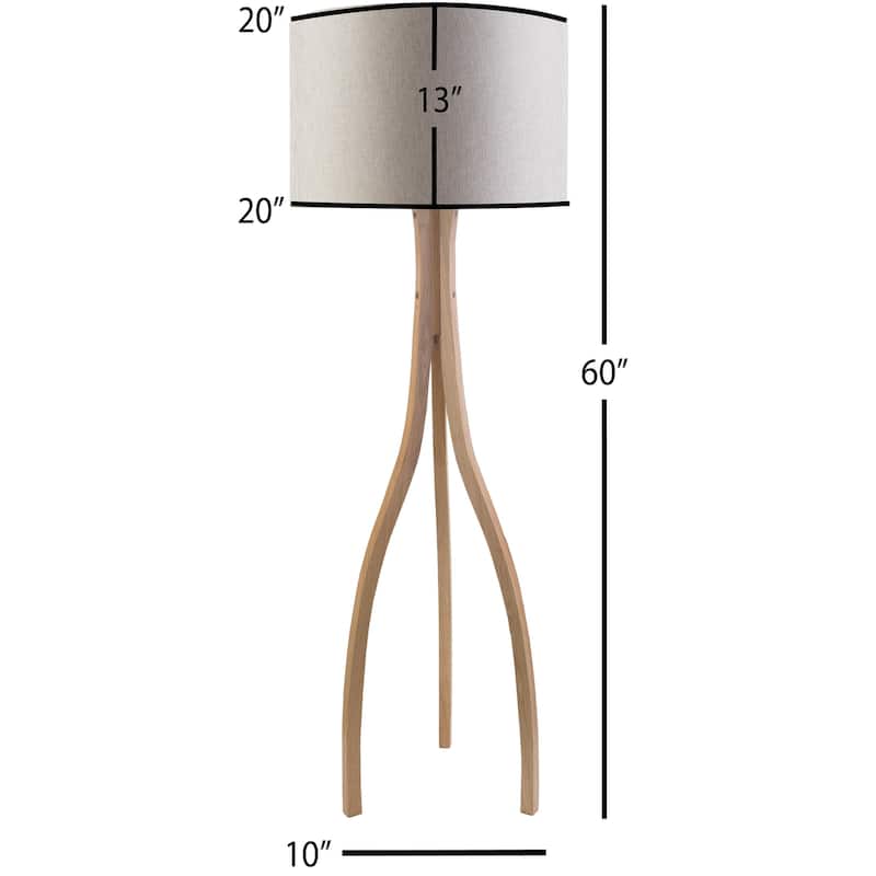 Contemporary Alton Floor Lamp with Natural Finish Wood Base