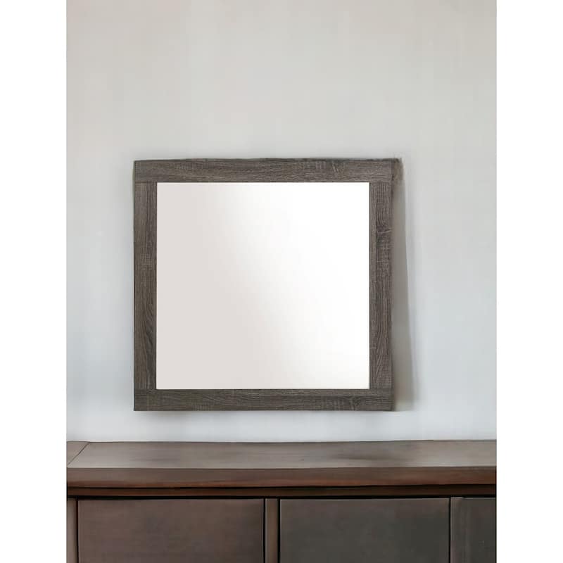 HomeRoots 35" Square Wood Framed Mounted Dresser Mirror - 35' X '35' X '1 - 35' X '35' X '1