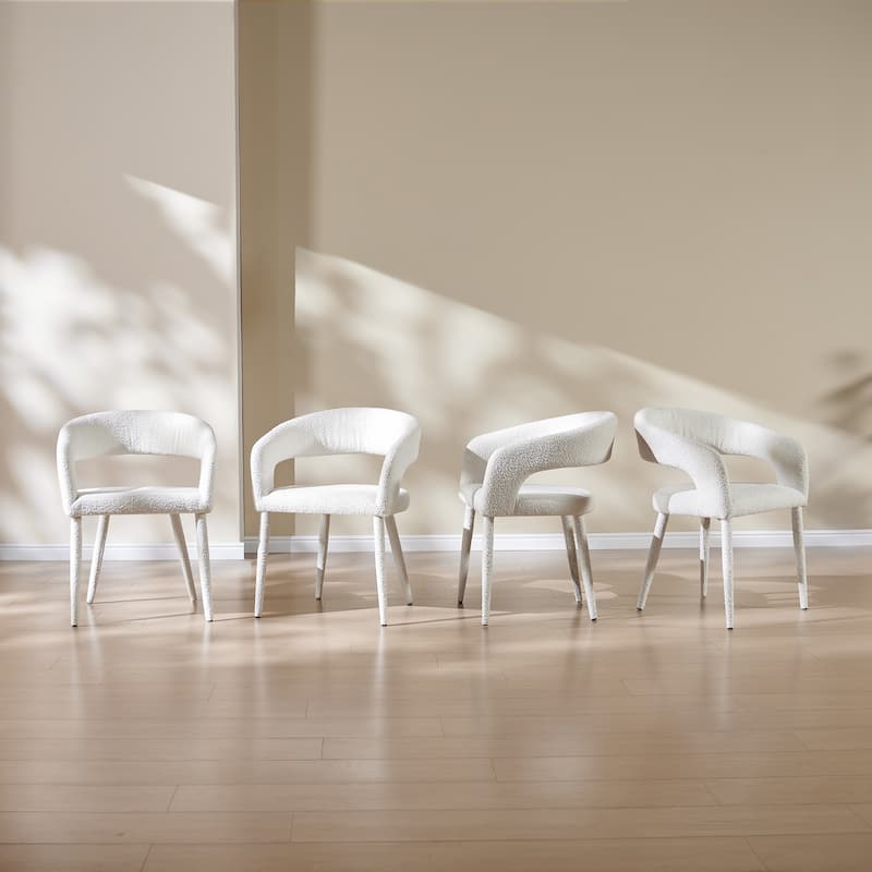 Modern Fort Boucle Upholstered Dining Chair (Set of 4)