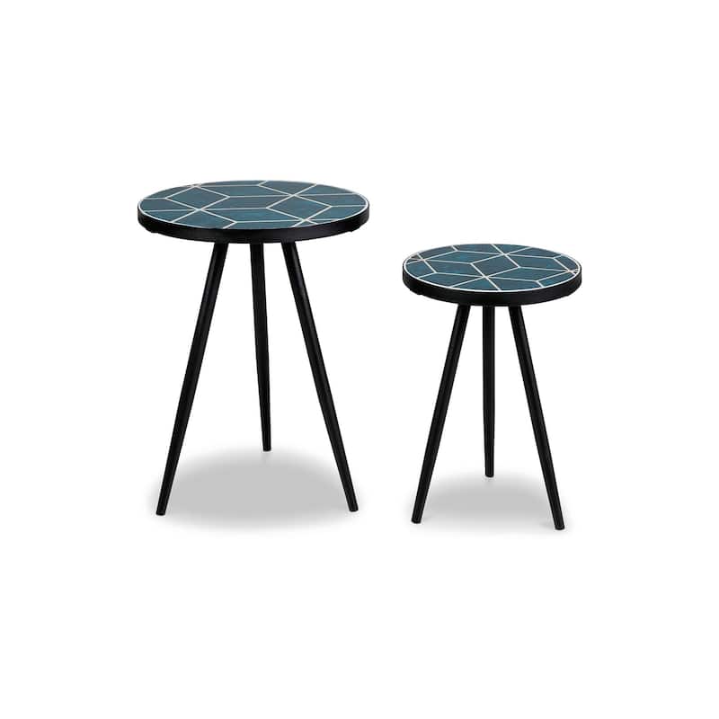 Signature Design by Ashley Clairbelle Teal Nesting Tables (Set of 2) - 16"W x 16"D x 22"H