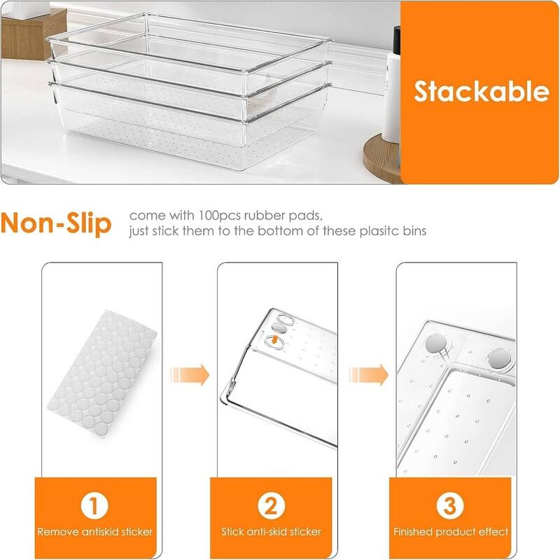 30 PCS Clear Plastic Drawer Organizer Set