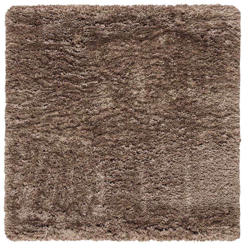 SAFAVIEH Polar Shag Alabama Glam Solid 3-inch Extra Thick - 5'1" Square - Mushroom - Square/Runner