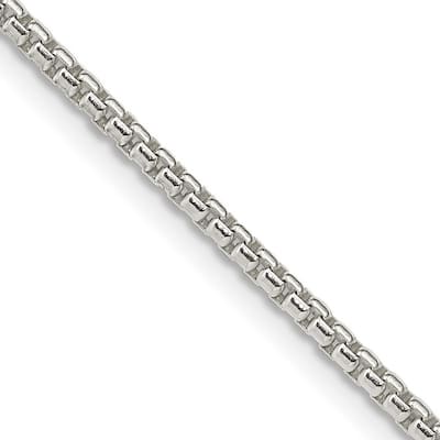 Curata 925 Sterling Silver 2mm Round Box Chain Necklace