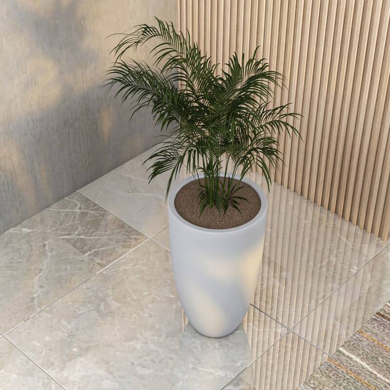 Crete Tapered Round Planter, Durable Fiberstone & Clay Indoor/Outdoor Pot with Drainage