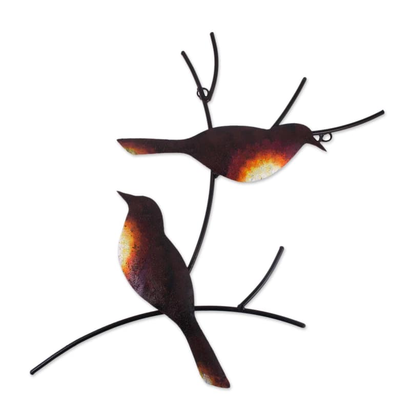Handmade Pair Of Sparrows Steel Wall Art (Mexico)