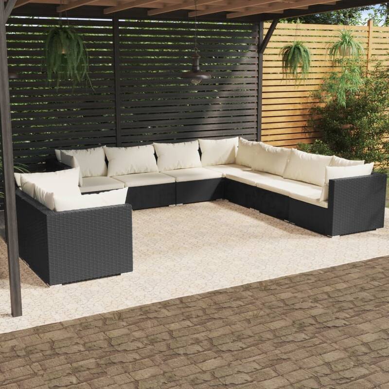 vidaXL Patio Lounge Set Outdoor Sectional Sofa Set Table Garden Poly Rattan