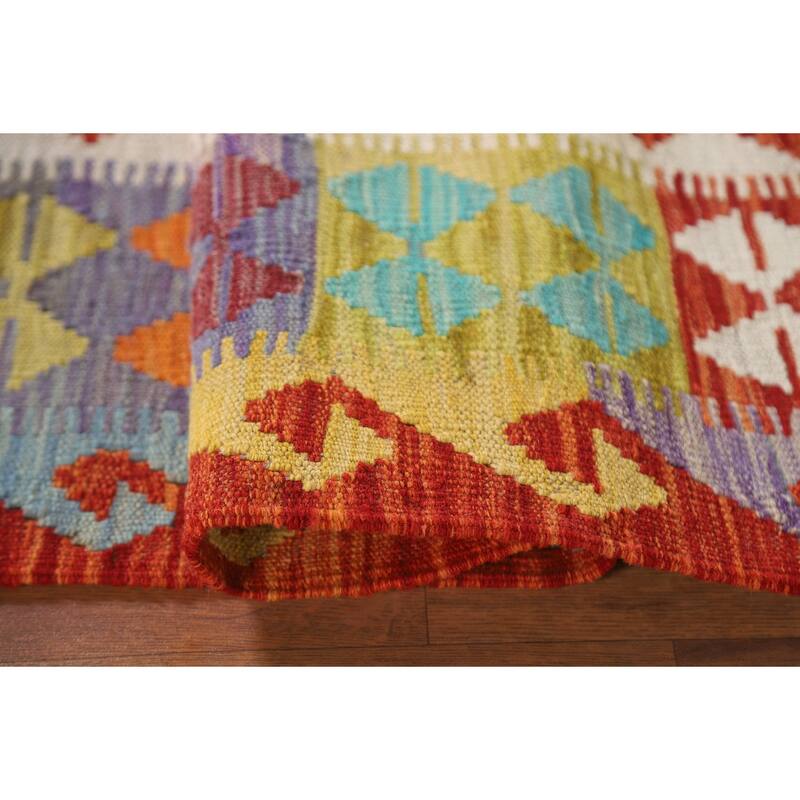 Reversible Kilim Oriental Area Rug Hand-Woven Southwestern Wool Carpet - 3'6"x 4'10"